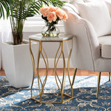 Kalena Modern and Contemporary Gold Metal End Table with Marble Tabletop