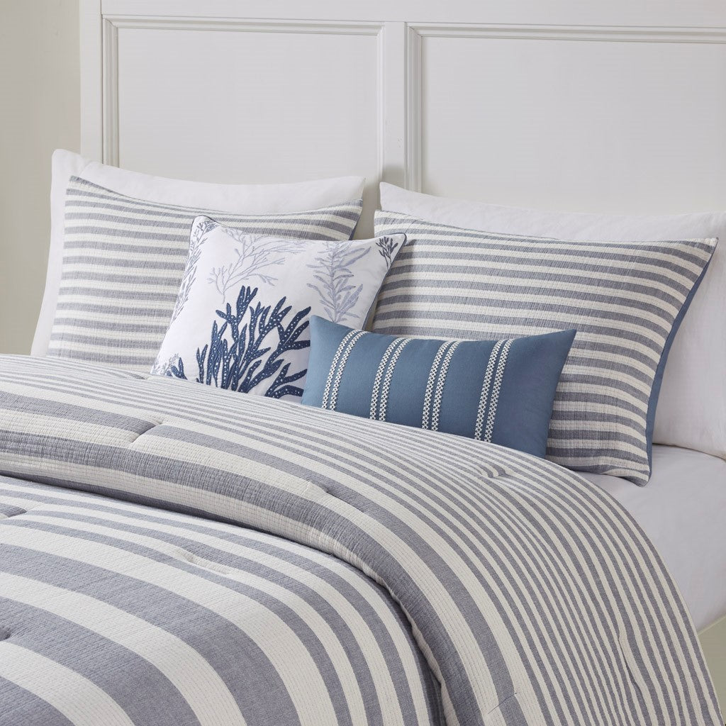 Brooks Coastal 5 Piece Oversized Cotton Stripe Comforter Set – English Elm