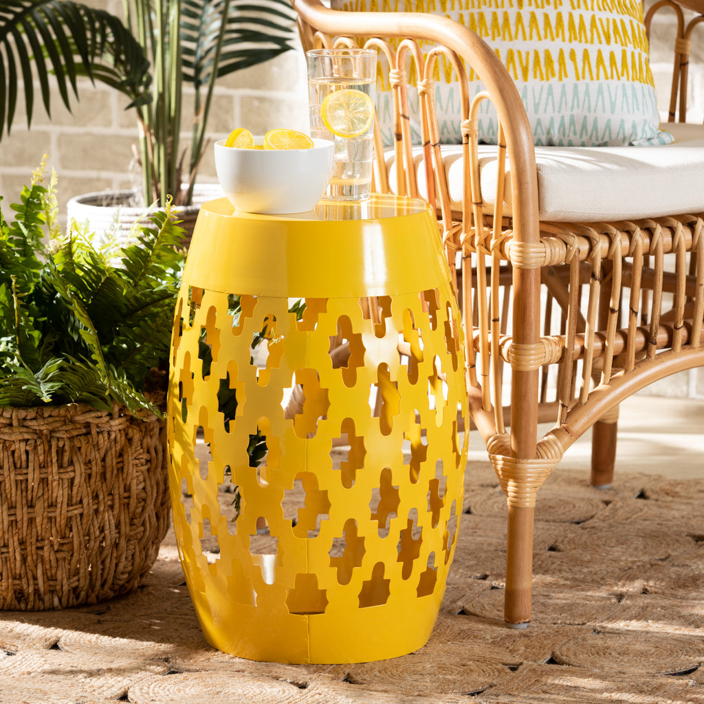 Baxton Studio Branson Modern and Contemporary Yellow Finished Metal Outdoor Side Table