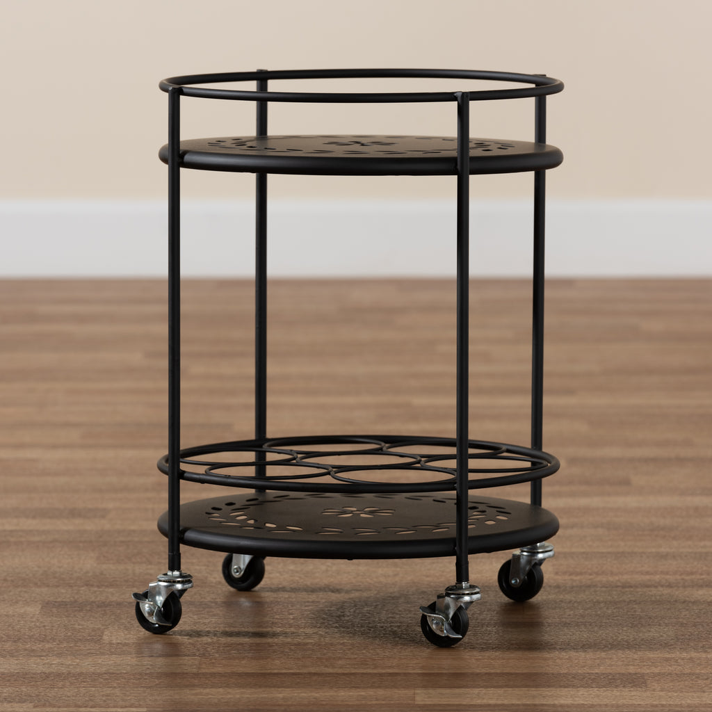 Dallan Modern Industrial Metal 2 Tier Kitchen Cart English Elm