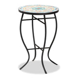 Gaenor Modern and Contemporary Black Metal and Multi-Colored Ceramic Tile Plant Stand