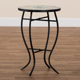 Gaenor Modern and Contemporary Black Metal and Multi-Colored Ceramic Tile Plant Stand