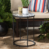 Kaden Modern and Contemporary Multi-Colored Glass and Black Metal Outdoor Side Table