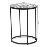 Kaden Modern Outdoor Side Table with Colorful Glass Accents & Open Metal Design for Patios