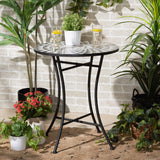 Callison Modern and Contemporary Black Finished Metal and Multi-Colored Glass Outdoor Dining Table