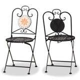 Santina Modern and Contemporary Black Metal 2-Piece Outdoor Dining Chair Set