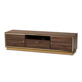 Cormac Mid-Century Modern Transitional Walnut Brown Finished Wood and Gold Metal 2-Door TV Stand