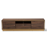 Cormac Mid-Century Modern Transitional Walnut Brown Finished Wood and Gold Metal 2-Door TV Stand