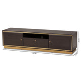 Cormac Mid-Century Modern Transitional Dark Brown Finished Wood and Gold Metal 2-Door TV Stand