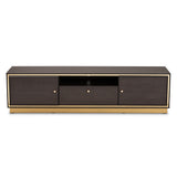 Cormac Mid-Century Modern Transitional Dark Brown Finished Wood and Gold Metal 2-Door TV Stand