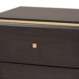 Cormac Mid-Century Modern Transitional Dark Brown Finished Wood and Gold Metal 2-Drawer Nightstand