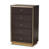 Cormac Mid-Century Modern Transitional Gold Metal 5-Drawer Storage Chest