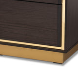 Cormac Mid-Century Modern Transitional Dark Brown Finished Wood and Gold Metal 5-Drawer Storage Chest