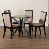 Baxton Studio Eira Modern Sand Fabric and Dark Brown Finished Wood 5-Piece Dining Set