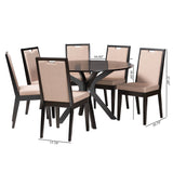 Baxton Studio Eira Modern Sand Fabric and Dark Brown Finished Wood 7-Piece Dining Set