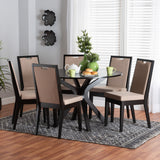 Baxton Studio Eira Modern Sand Fabric and Dark Brown Finished Wood 7-Piece Dining Set