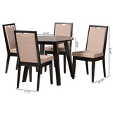 Baxton Studio Nia Modern Beige Fabric and Dark Brown Finished Wood 5-Piece Dining Set Beige/Dark Brown Nia-Sand/Dark Brown-5PC Dining Set