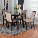 Baxton Studio Nia Modern Beige Fabric and Dark Brown Finished Wood 5-Piece Dining Set Beige/Dark Brown Nia-Sand/Dark Brown-5PC Dining Set