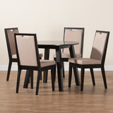 Baxton Studio Nia Modern Beige Fabric and Dark Brown Finished Wood 5-Piece Dining Set Beige/Dark Brown Nia-Sand/Dark Brown-5PC Dining Set