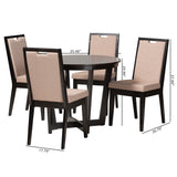 Baxton Studio Ana Modern Beige Fabric and Dark Brown Finished Wood 5-Piece Dining Set Beige/Dark Brown Ana-Sand/Dark Brown-5PC Dining Set