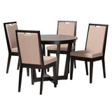 Ana Modern Beige Fabric and Dark Brown Finished Wood 5-Piece Dining Set