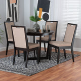 Baxton Studio Ana Modern Beige Fabric and Dark Brown Finished Wood 5-Piece Dining Set Beige/Dark Brown Ana-Sand/Dark Brown-5PC Dining Set