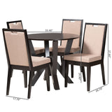 Baxton Studio Ansa Modern Sand Fabric and Dark Brown Finished Wood 5-Piece Dining Set