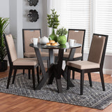 Baxton Studio Ansa Modern Sand Fabric and Dark Brown Finished Wood 5-Piece Dining Set