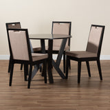 Baxton Studio Ansa Modern Sand Fabric and Dark Brown Finished Wood 5-Piece Dining Set