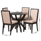 Baxton Studio Rika Modern Sand Fabric and Dark Brown Finished Wood 5-Piece Dining Set