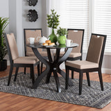 Baxton Studio Rika Modern Sand Fabric and Dark Brown Finished Wood 5-Piece Dining Set