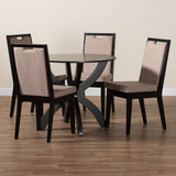 Baxton Studio Rika Modern Sand Fabric and Dark Brown Finished Wood 5-Piece Dining Set