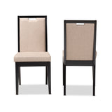Octavia Modern and Contemporary Sand Fabric Upholstered and Dark Brown Finished Wood 2-Piece Dining Chair Set