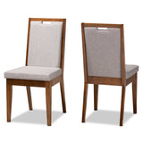 Octavia Modern and Contemporary Grey Fabric Upholstered and Walnut Brown Finished Wood 2-Piece Dining Chair Set