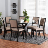 Baxton Studio Mana Modern Sand Fabric and Dark Brown Finished Wood 7-Piece Dining Set