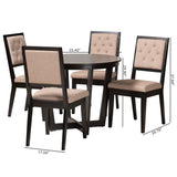 Baxton Studio Kala Modern Beige Fabric and Dark Brown Finished Wood 5-Piece Dining Set Beige/Dark Brown Kala-Sand/Dark Brown-5PC Dining Set