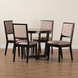 Baxton Studio Kala Modern Beige Fabric and Dark Brown Finished Wood 5-Piece Dining Set Beige/Dark Brown Kala-Sand/Dark Brown-5PC Dining Set