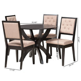 Baxton Studio Noe Modern Sand Fabric and Dark Brown Finished Wood 5-Piece Dining Set