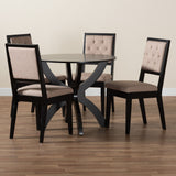 Baxton Studio Noe Modern Sand Fabric and Dark Brown Finished Wood 5-Piece Dining Set