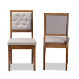 Gideon Modern and Contemporary Grey Fabric Upholstered and Walnut Brown Finished Wood 2-Piece Dining Chair Set