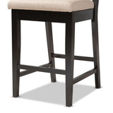 Gideon Modern and Contemporary Sand Fabric Upholstered and Dark Brown Finished Wood 2-Piece Counter Stool Set