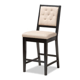 Gideon Modern and Contemporary Sand Fabric Upholstered and Dark Brown Finished Wood 5-Piece Pub Set