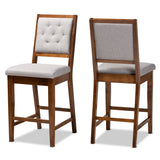 Gideon Modern and Contemporary Fabric Upholstered and Brown Finished Wood 2-Piece Counter Stool Set