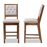 Gideon Modern and Contemporary Grey Fabric Upholstered and Walnut Brown Finished Wood 2-Piece Counter Stool Set