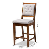 Gideon Modern and Contemporary Grey Fabric Upholstered and Walnut Brown Finished Wood 2-Piece Counter Stool Set