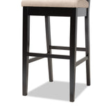 Gideon Modern and Contemporary Sand Fabric Upholstered and Dark Brown Finished Wood 2-Piece Bar Stool Set