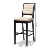 Gideon Modern and Contemporary Sand Fabric Upholstered and Dark Brown Finished Wood 2-Piece Bar Stool Set