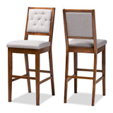 Gideon Modern and Contemporary Fabric Upholstered and Brown Finished Wood 2-Piece Bar Stool Set