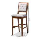 Gideon Modern and Contemporary Grey Fabric Upholstered and Walnut Brown Finished Wood 2-Piece Bar Stool Set