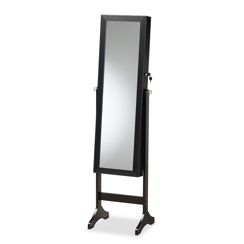 Ryoko Modern and Contemporary Black Finished Wood Jewelry Armoire with Mirror